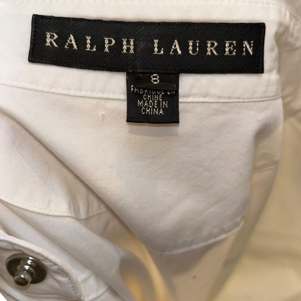Ralph Lauren Black Label $635 classic white crisp cotton shirt dress 8 - Picture 2 of 4